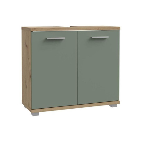 CHAMP - Meuble sous-lavabo - 2 portes - 69,9 x 28,9 x 62 cm - Chene artisan / Vert sauge - FORTE