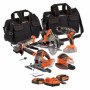 Pack 4 outils - DUAL POWER - 20 V - Perceuse/visseuse + meuleuse d'angle + ponceuse a main + scie circulaire - 2 batteries