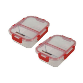 Lot de 2 boîtes a repas en verre - FACKELMANN - Move - Deux compartiments - 1000 ml Lot de 2 boîtes a repas en verre - FACKELMANN - Move - Deux compartiments - 1000 ml