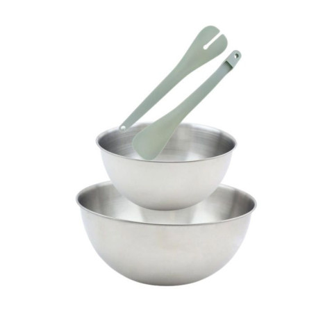 Set de 2 Saladiers et couverts a salade - FACKELMANN - 20,5 et 25 cm