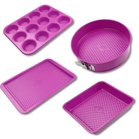 Ensemble de 4 moules - FACKELMANN - Tasty Pâtisserie - 23 a 38 cm - Fuchsia