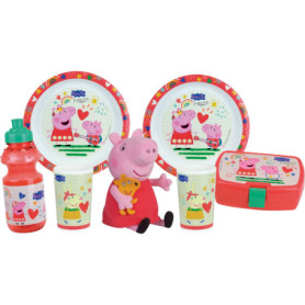 Lot vaisselle - FUN HOUSE - PEPPA PIG - 2 assiettes creuses Ø 22 cm, 2 verres 220 ml, gourde 350 ml, boîte a goûter et peluche 1 Lot vaisselle - FUN HOUSE - PEPPA PIG - 2 assiettes creuses Ø 22 cm, 2 verres 220 ml, gourde 350 ml, boîte a goûter et peluche 1