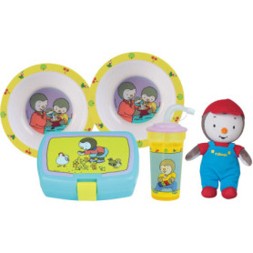 Lot vaisselle - FUN HOUSE - T'CHOUPI - 2 assiettes creuses Ø 16 cm, boîte a goûter, gourde paille et peluche 18 cm Lot vaisselle - FUN HOUSE - T'CHOUPI - 2 assiettes creuses Ø 16 cm, boîte a goûter, gourde paille et peluche 18 cm