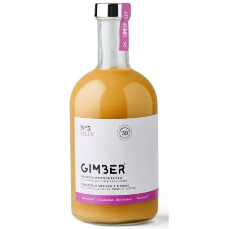 Gimber - N°3 - Lilly - Concentré de gingembre biologique avec fruit de la passion, ananas et curcuma - 700ml