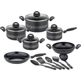 Batterie de cuisine - Induction - GSW - MILANO NERO - 15 pieces - Aluminium massif - Noir Batterie de cuisine - Induction - GSW - MILANO NERO - 15 pieces - Aluminium massif - Noir