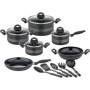 Batterie de cuisine - Induction - GSW - MILANO NERO - 15 pieces - Aluminium massif - Noir
