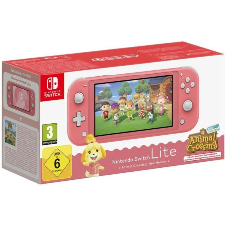 Console portable Nintendo Switch Lite  Corail + Animal Crossing: New Horizons (Téléchargement)
