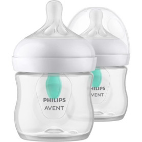 Lot de 2 biberons - PHILIPS AVENT- Natural 3.0 - Anti-colique - 125 ml - AirFree - Tétine imitant la forme du sein - Blanc Lot de 2 biberons - PHILIPS AVENT- Natural 3.0 - Anti-colique - 125 ml - AirFree - Tétine imitant la forme du sein - Blanc
