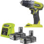 Perceuse-visseuse a percussion sans fil compacte - RYOBI - R18PD2-215G - 18V - Mandrin 10 mm - 2 batteries 1,5 Ah & chargeur 1,5