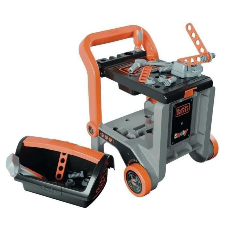 SMOBY - Black+Decker - Diable Bricolo - Jouet d'Imitation - Facile a Tranporter - 18 Accessoires Inclus - A Partir de 3 ans