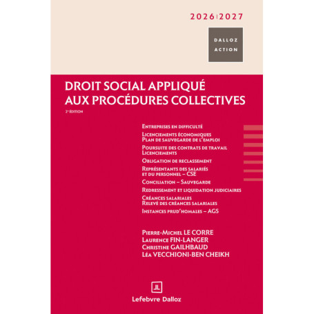 Droit social appliqué aux procédures collectives 2026/2027. 2e éd.