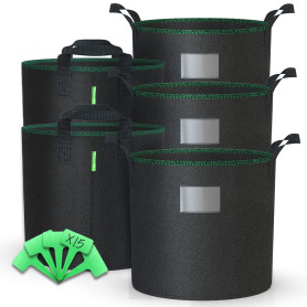 VOUNOT® Lot de 5 Sac de Plantation Non Tissé 20L avec Poignées et 15 Étiquettes Sacs à Plantes de Tomate Grande Capacité Ø30,5cm VOUNOT® Lot de 5 Sac de Plantation Non Tissé 20L avec Poignées et 15 Étiquettes Sacs à Plantes de Tomate Grande Capacité Ø30,5cm