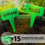 VOUNOT® Lot de 5 Sac de Plantation Non Tissé 20L avec Poignées et 15 Étiquettes Sacs à Plantes de Tomate Grande Capacité Ø30,5cm