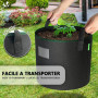 VOUNOT® Lot de 5 Sac de Plantation Non Tissé 20L avec Poignées et 15 Étiquettes Sacs à Plantes de Tomate Grande Capacité Ø30,5cm