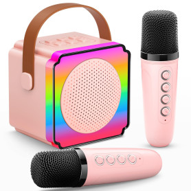 Gontence Micro Karaoke Enfant avec 2 Micro sans Fil, Cadeau Anniversaire Fille et Garçon 3-12 Ans, Micro Karaokeavec LED, Effets Gontence Micro Karaoke Enfant avec 2 Micro sans Fil, Cadeau Anniversaire Fille et Garçon 3-12 Ans, Micro Karaokeavec LED, Effets