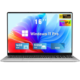 FUNYET 2025 Ordinateur Portable 16 Pouces Celeron N100 jusqu'à 3,4 GHz PC Portable 16 Go RAM 512 Go SSD Win 11 Pro 6000mAh Batte FUNYET 2025 Ordinateur Portable 16 Pouces Celeron N100 jusqu'à 3,4 GHz PC Portable 16 Go RAM 512 Go SSD Win 11 Pro 6000mAh Batte