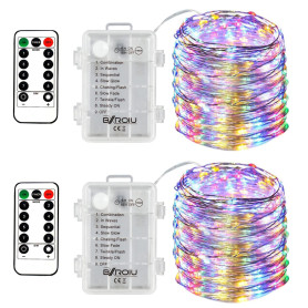 BXROIU 50Leds Guirlande Lumineuse a Pile,5 mètre Micro Argent Câble 3AA Opération batterie étanche avec télécommande 8 Programme BXROIU 50Leds Guirlande Lumineuse a Pile,5 mètre Micro Argent Câble 3AA Opération batterie étanche avec télécommande 8 Programme