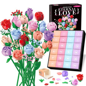 Calendrier de l'Avent 2025 avec 24 fleurs artificielles, blocs de construction pour enfants, adolescents, filles, garçons Calendrier de l'Avent 2025 avec 24 fleurs artificielles, blocs de construction pour enfants, adolescents, filles, garçons
