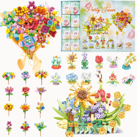 YeahBoom 2025 Calendrier de l'Avent,897 PCS,24 Fleurs en Briques,Idée Cadeau de Noël,Calendrier de Compte à Rebours de Noël Bouq YeahBoom 2025 Calendrier de l'Avent,897 PCS,24 Fleurs en Briques,Idée Cadeau de Noël,Calendrier de Compte à Rebours de Noël Bouq