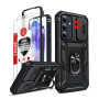 LeYi Coque Samsung Galaxy A55 5G 2*Verre Trempé+Anneau Support, Full Protection Caméra PC Dur Anti-Chut Renforcée Armor Housse E