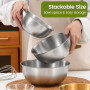 Chuner Lot de 4 Cul de Poule Inox, 4 Saladiers de tailles différentes (0.7 L, 1.2 L, 1.8 L, 2.5 L) Bol Inox Cuisine Bowl de Méla
