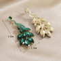 IMINI Boucles d'oreilles paon pour femmes et filles - En cristal vert - Plume de paon - Boucles d'oreilles en cristal bohème - P