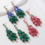 IMINI Boucles d'oreilles paon pour femmes et filles - En cristal vert - Plume de paon - Boucles d'oreilles en cristal bohème - P