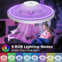 Peasur RGB Ventilateur de plafond avec Lumière et Telecommande, 3000K/4000K/6500K & Dimmable, 6 vitesses, minuterie, mode vent n