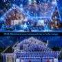 PBGMRT Guirlande Lumineuse Exterieur, Rideau Lumineux Noel 10+5m - IP65 Étanchéité, 8 Modes (Bleu-Blanc), Télécommande, Minuteri