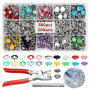 200 Kits Boutons Pression Metal Couture Sans Couture Kit Pince Bouton Pression Avec Presser Les Boutons-Pression en MéTal pour l