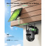 YESYAMO 2K Camera Surveillance WiFi Exterieure sans Fil Solaire, 2.4GHz Camera Exterieur avec Panneau Solaire, 355° PTZ, Vision 