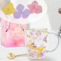 Cadeaux pour Femmes Tasse à Café en Verre à Double Paroi avec Fleurs Séchées Jolies Tasses à Thé avec Poignées Isolées Cadeaux d