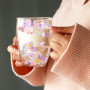 Cadeaux pour Femmes Tasse à Café en Verre à Double Paroi avec Fleurs Séchées Jolies Tasses à Thé avec Poignées Isolées Cadeaux d