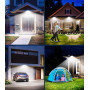 spqment Lampe solaire LED d'extérieur avec panneau : 2 pièces 288 lampes solaires LED d'extérieur avec 5M de câble