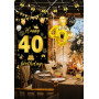 Décoration Anniversaire 40 Ans Noir Or - Bannières, Confettis, Ballons pour Fête de Femme et Homme