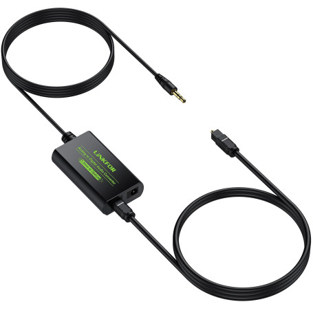 3.5mm vers Optique LINKFOR Câble 3.5mm vers SPDIF Adaptateur Audio R/L RCA avec Câble Optique Audio 3,5 mm AUX vers Numérique Ad