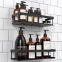 UUlioyer Etagère Douche, 2 PCS Etagere Salle de Bain Sans Percage, Rangement Douche, Support de gel Shampoing, Noir (Modèle de b