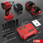Sundpey Cle a Choc Sans Fil Brushless 650Nm, 21V Boulonneuse à Choc 2 en 1 avec 2x 4.0 Ah Batteries avec 6 Douilles & 9 Forets &