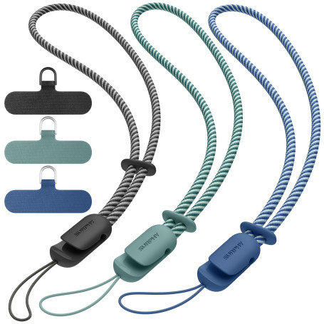 SURPHY 3 Pièces dragonne pour téléphone portable, Cordons avec 3 Patch pour Téléphone Portable, lanière, clé, USB, Lecteur MP3, 