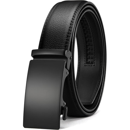 CHAOREN Ceinture Hommes Sans Boucle - Ceinture Automatique en Cuir pour Homme -Taille Ajustable (Largeur de 35 mm)