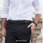 CHAOREN Ceinture Hommes Sans Boucle - Ceinture Automatique en Cuir pour Homme -Taille Ajustable (Largeur de 35 mm)