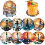 Lxmsja 8 Pcs Dessous de Verre Diamond Painting Phare, sous Verre Diamond Painting Paysage, Diamant Peinture Dessous de Verre ave