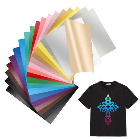 MXTIMWAN 20 Feuilles Vinyle de Transfert de Chaleur, 30,5 x 21 cm Vinyle Adhésives, Vinyle Thermocollant Vinyle Adhesif pour Tis