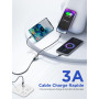 Câble Multi USB, 3 en 1 Câble Universel Rapide [1.2M] Cable Multi Chargeur USBC Nylon Tressé Micro USB Type C Lightning Cable po