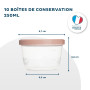 THERMOBABY Lot de 10 boîtes de conservation 250ml pour Bébé - Compatibles Micro-ondes, congélateur, lave-vaisselle - Empilables 