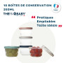 THERMOBABY Lot de 10 boîtes de conservation 250ml pour Bébé - Compatibles Micro-ondes, congélateur, lave-vaisselle - Empilables 