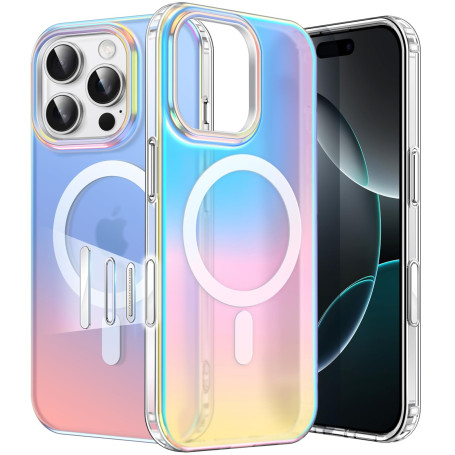 JETech Coque Irisée pour iPhone 16 Pro Max 6,9 Pouces avec Botón Captura Control Cámara, Compatible avec MagSafe, Désign Mignon 