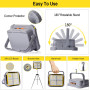 ERAY 150W Projecteur LED Rechargeable Portable avec 4 Panneaux Solaires, Lampe de Travail 12000mAh/336 Perles LED/4 Modes/IP64, 