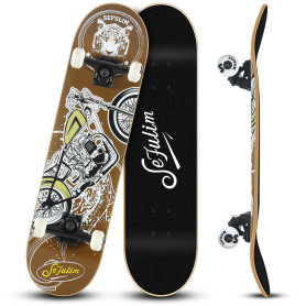 Sefulim 31 x 8 Pouces Ensemble Complet de 7 Couches érable Canadien Double kickboard concave Cruiser Stunt Skateboard pour garço