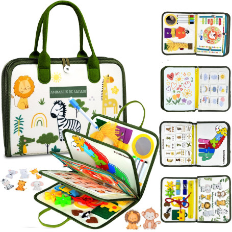 Française Busy Board Jouet Montessori 2 Ans, 8 in 1 Jeux Montessori Éducatif Jouets d'Activité et de Développement, Jeux Avion V